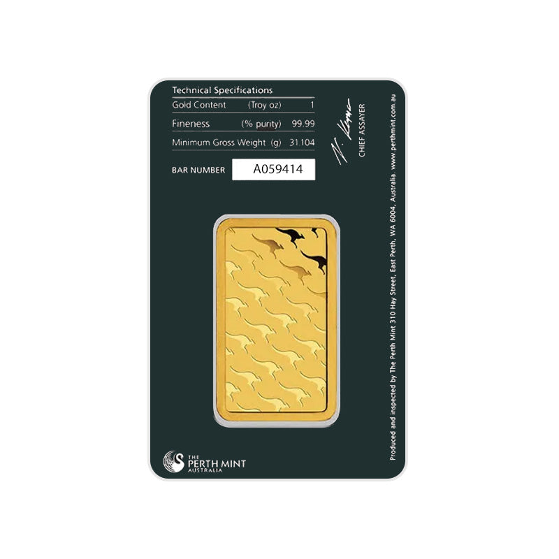 1 oz Perth Mint Gold Bar (Green Assay)