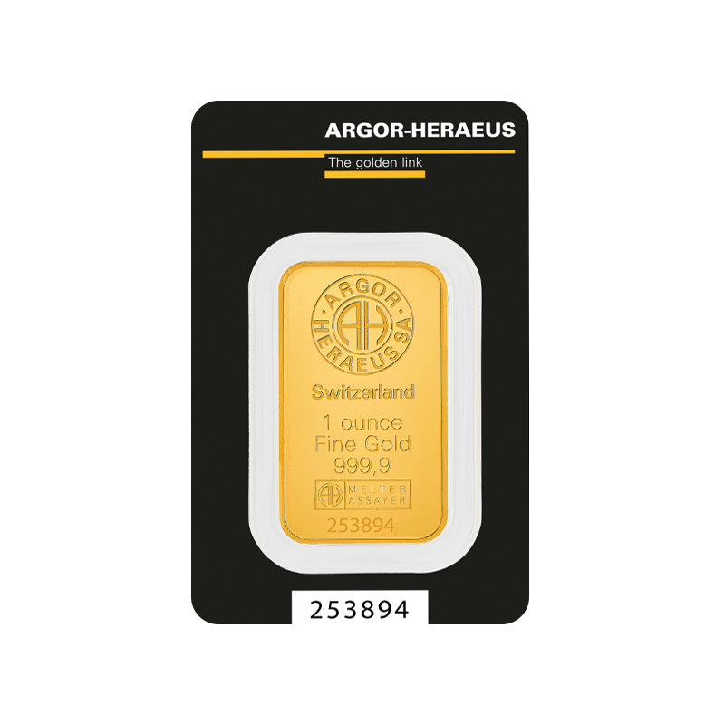 1 oz Argor-Heraeus Kinebar Gold Bar (New w/ Assay)