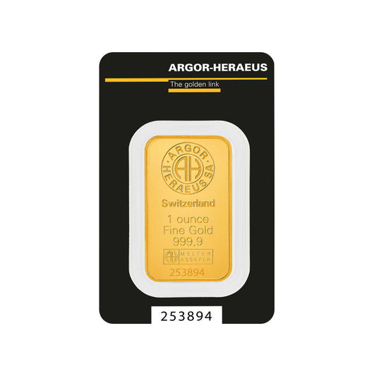 1 oz Argor-Heraeus Kinebar Gold Bar (New w/ Assay)