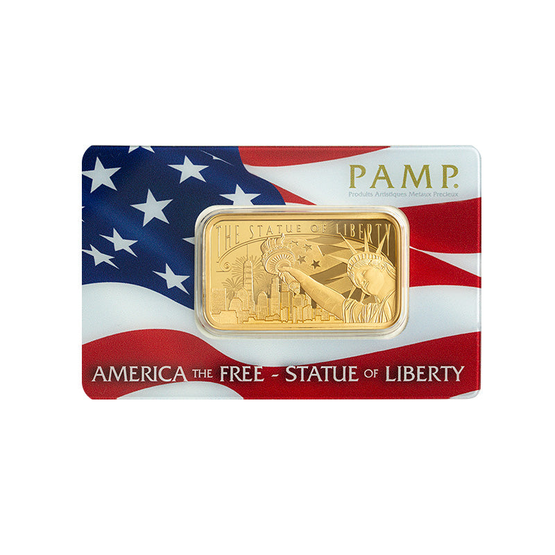 1 oz Pamp Statue of Liberty Gold Bar